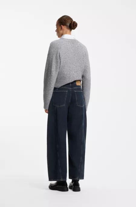 Jean Barrel en denim rigide indigo