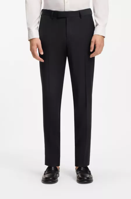 Slim-fit trousers in micro-patterned stretch wool