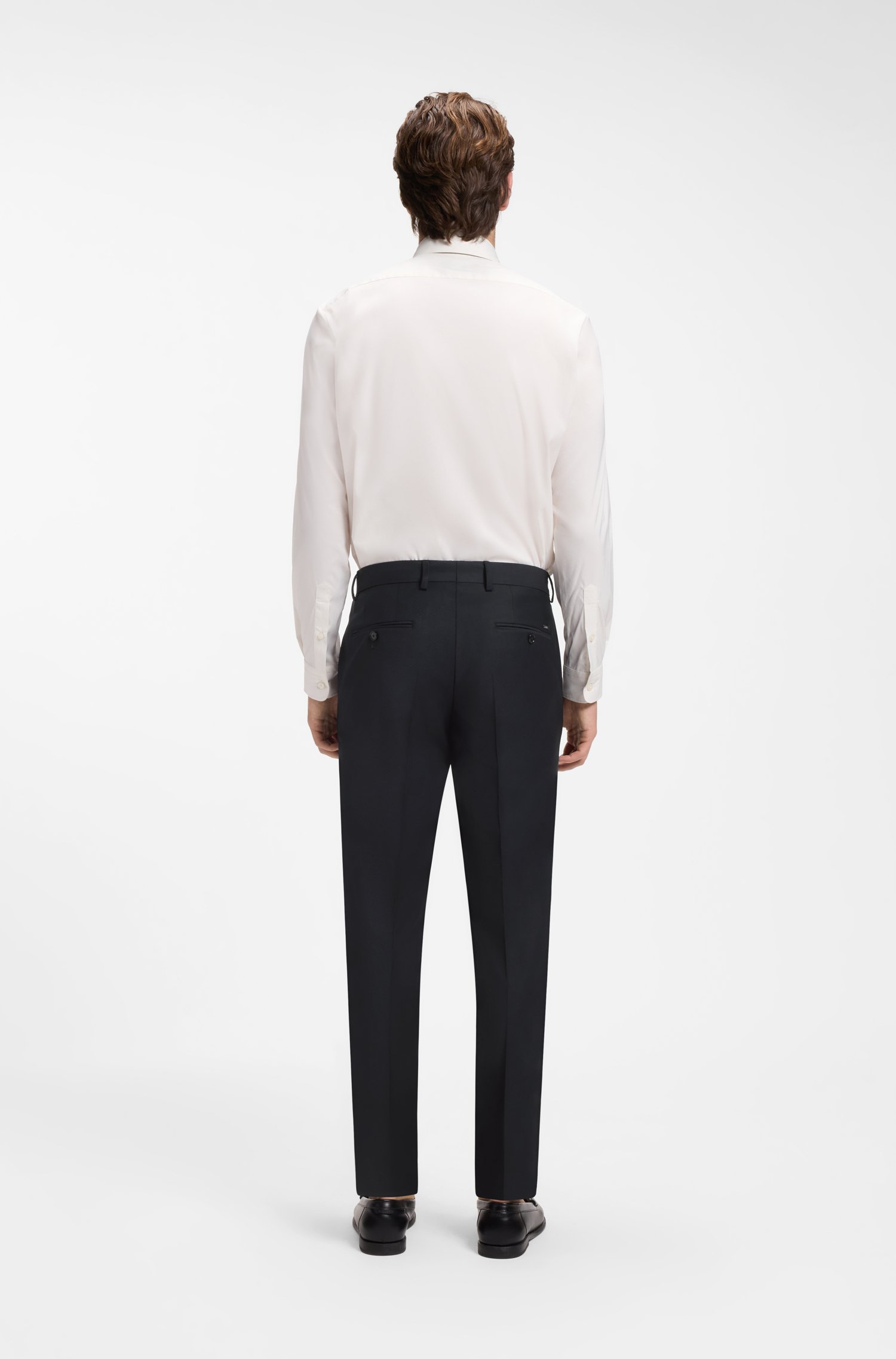 Boss Slim-fit trousers in micro-patterned stretch wool byxor herr – bild 2