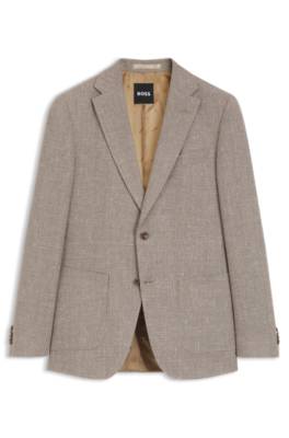 Slim-fit blazer in a patterned virgin-wool blend 1