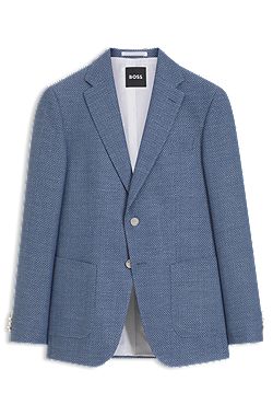 Slim-fit blazer in a patterned virgin-wool blend