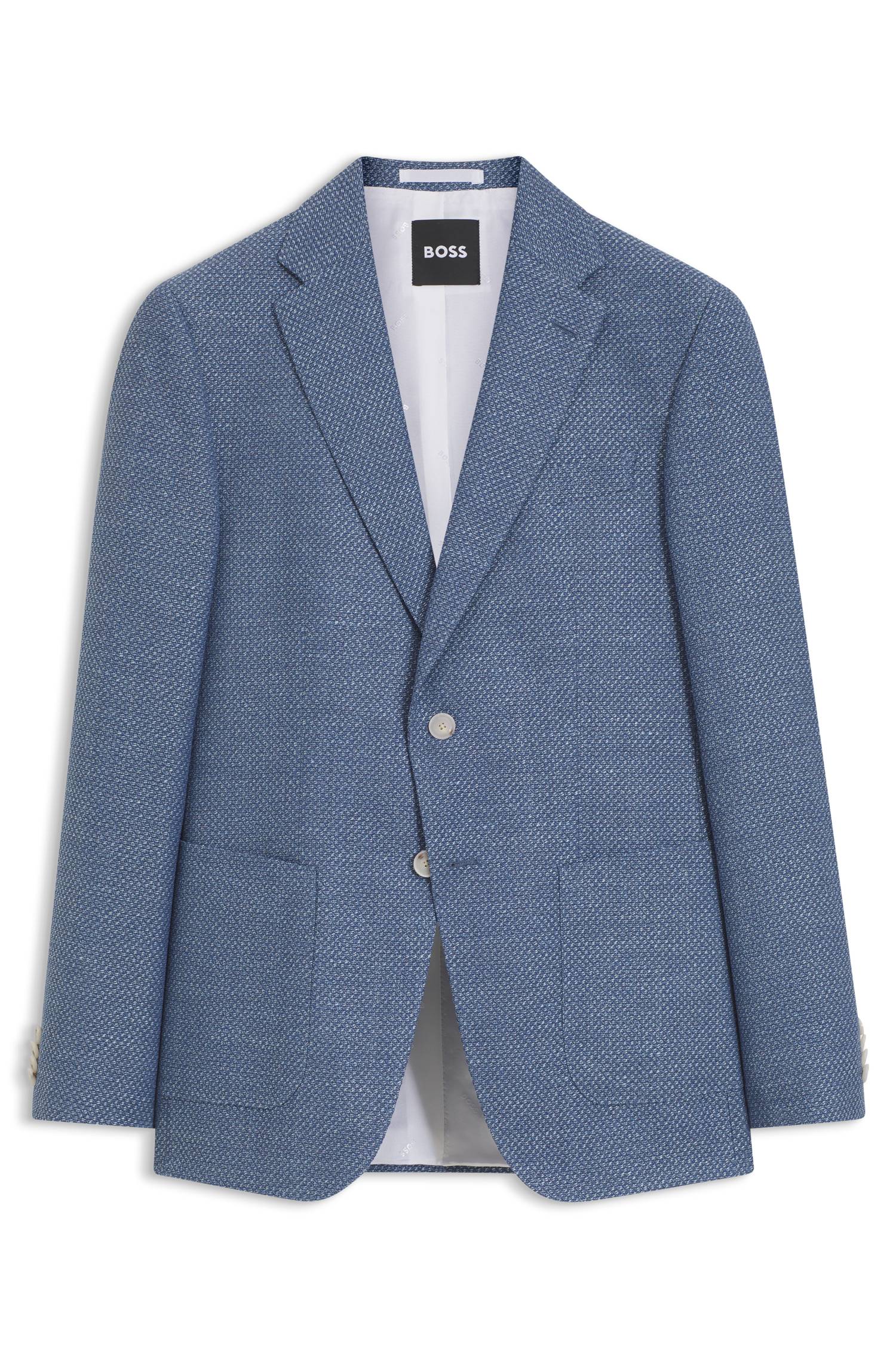 Boss Slim-fit blazer in a patterned virgin-wool blend herr – bild 4
