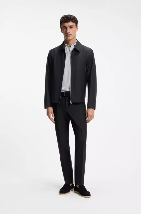 Slim-fit jacket in patterned stretch wool