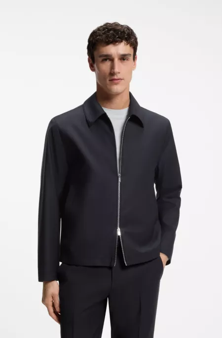 Slim-fit jacket in patterned stretch wool