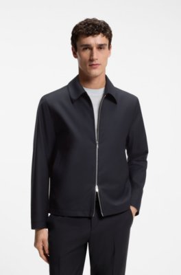 Slim-fit jacket in patterned stretch wool