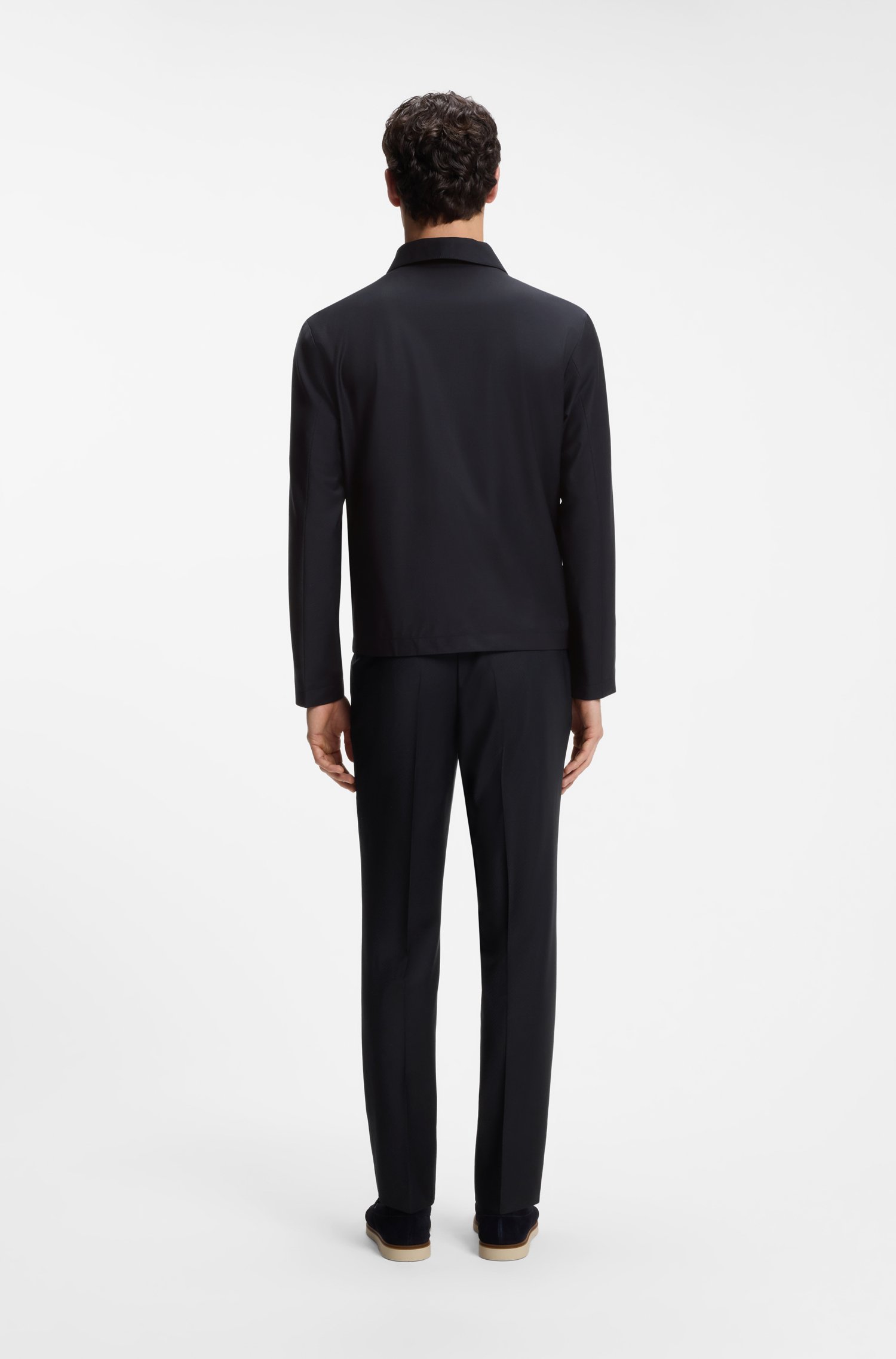 Boss Slim-fit jacket in patterned stretch wool jackor herr – bild 2