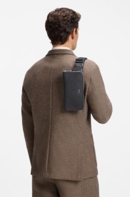 Metal-logo belt bag, Black