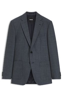 Regular-fit jacket in herringbone cotton and virgin wool