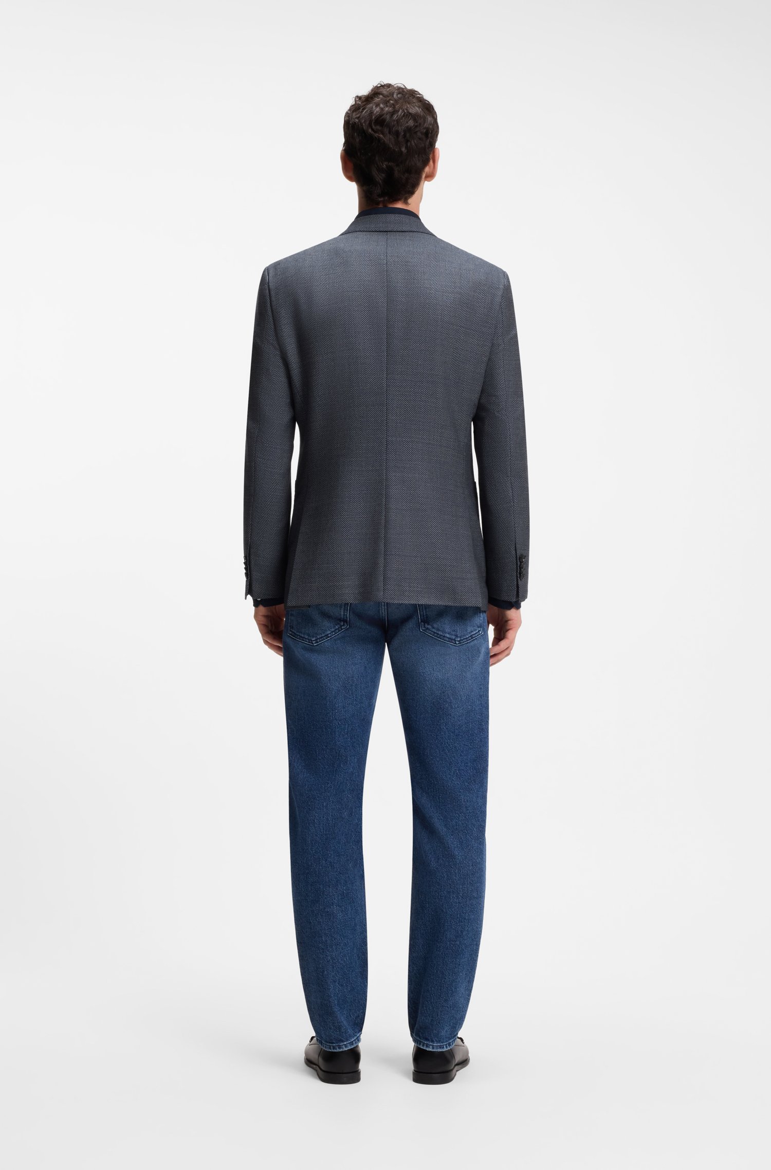 Boss Regular-fit jacket in herringbone cotton and virgin wool jackor – bild 2