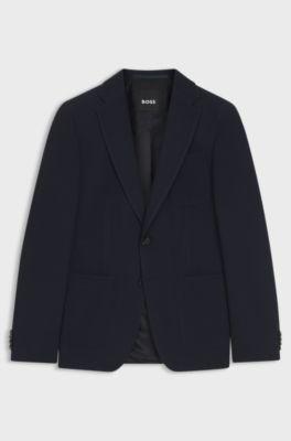 Slim-fit jacket in washable stretch wool, Dark Blue