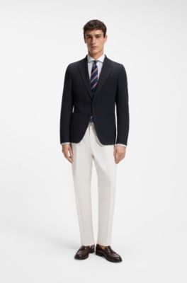 Slim-fit jacket in washable stretch wool, Dark Blue