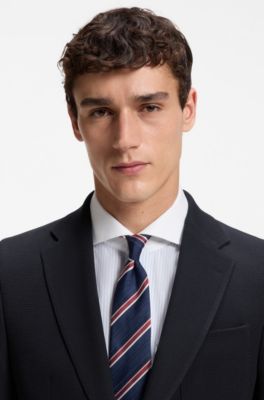 Slim-fit jacket in washable stretch wool, Dark Blue