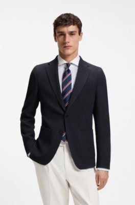Slim-fit jacket in washable stretch wool, Dark Blue