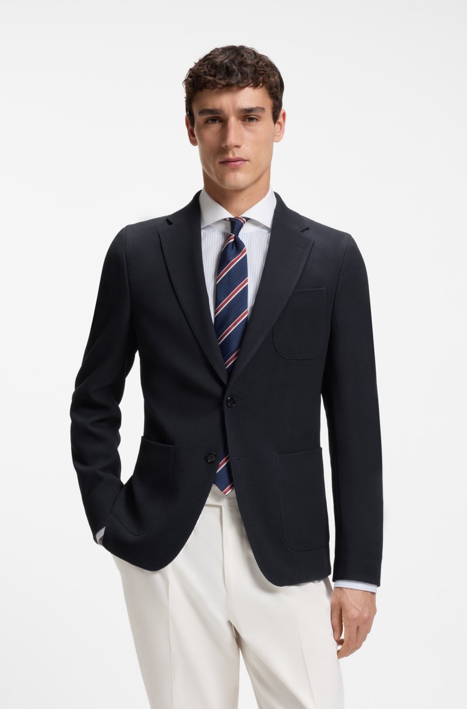 Slim-fit jacket in washable stretch wool