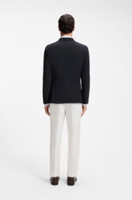 Slim-fit jacket in washable stretch wool, Dark Blue