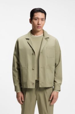 Relaxed-fit jacket in cotton, Khaki
