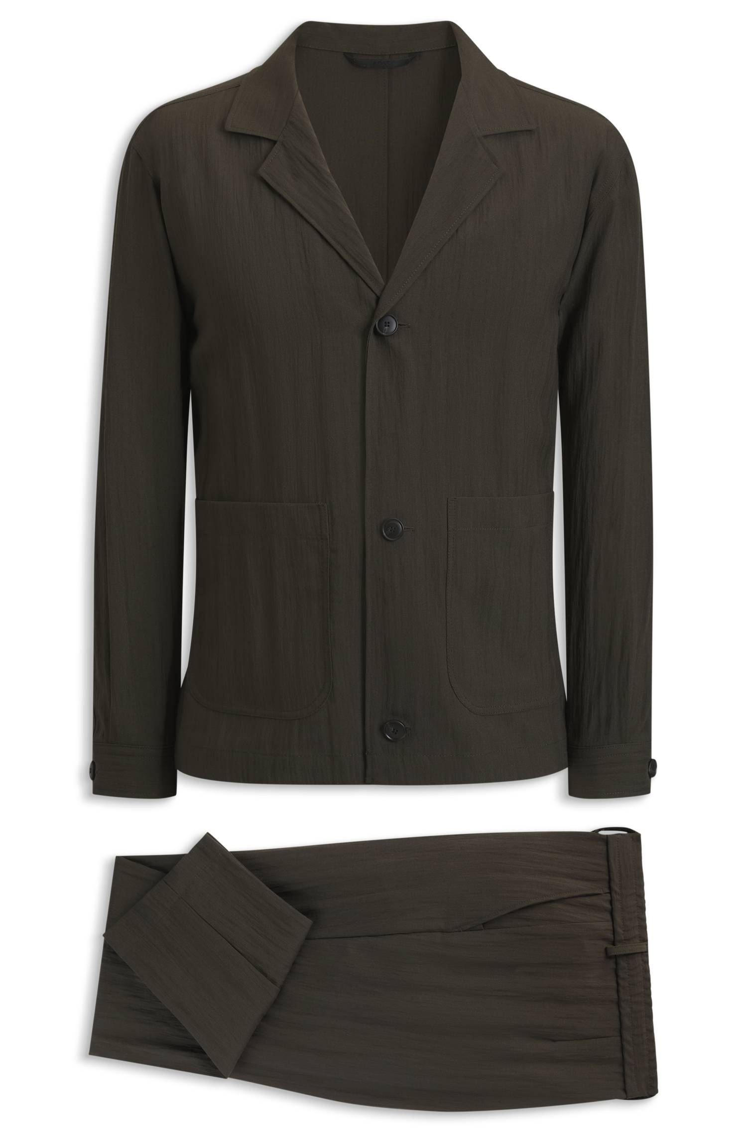 Boss Two-piece slim-fit suit in wool-blend seersucker kostymer herr – bild 4