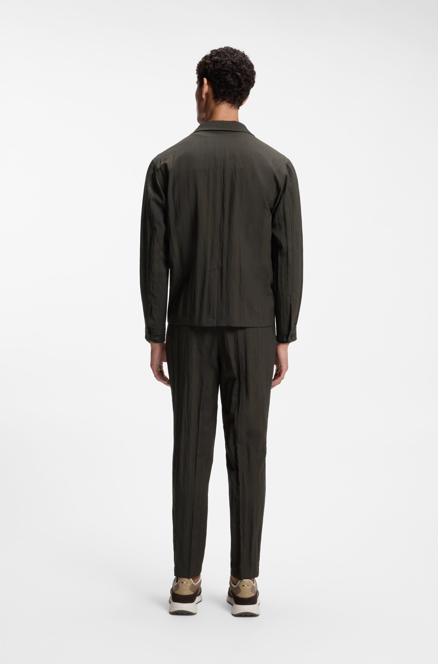 Boss Two-piece slim-fit suit in wool-blend seersucker kostymer herr – bild 3