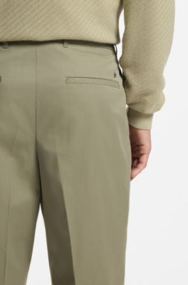 Pantalones tapered fit de algod&oacute;n, Caqui