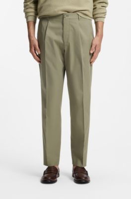 Pantaloni con fit affusolato in cotone, Kaki