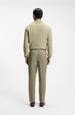 Pantaloni con fit affusolato in cotone, Kaki