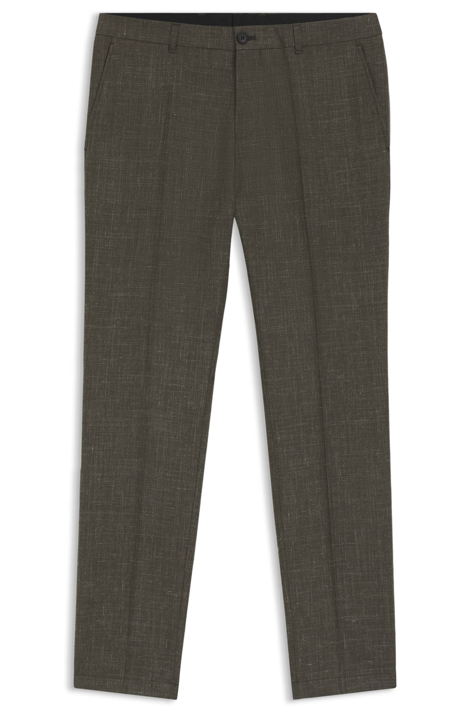 Boss Slim-fit trousers in virgin wool and linen byxor herr – bild 4