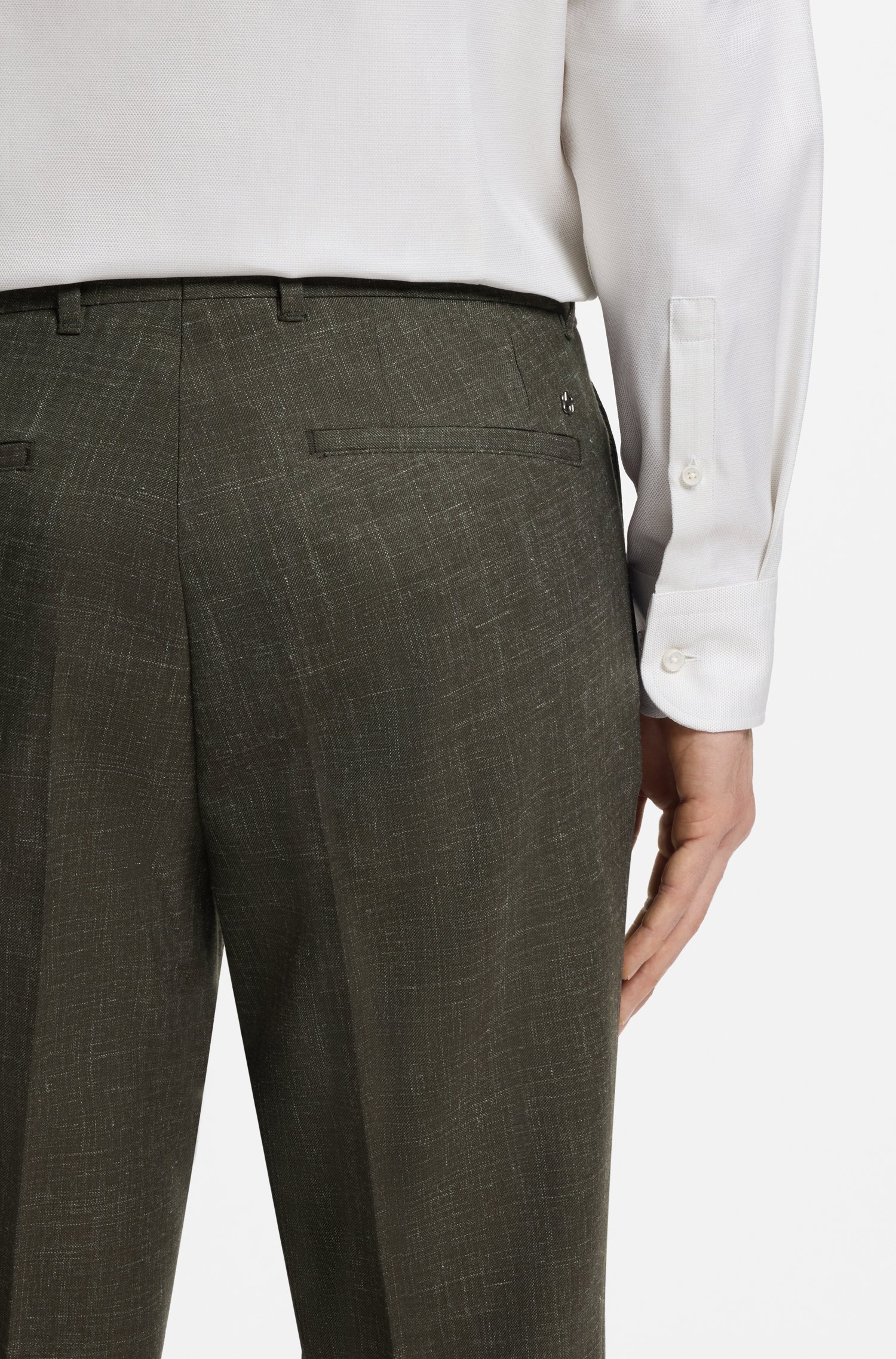 Boss Slim-fit trousers in virgin wool and linen byxor herr – bild 3