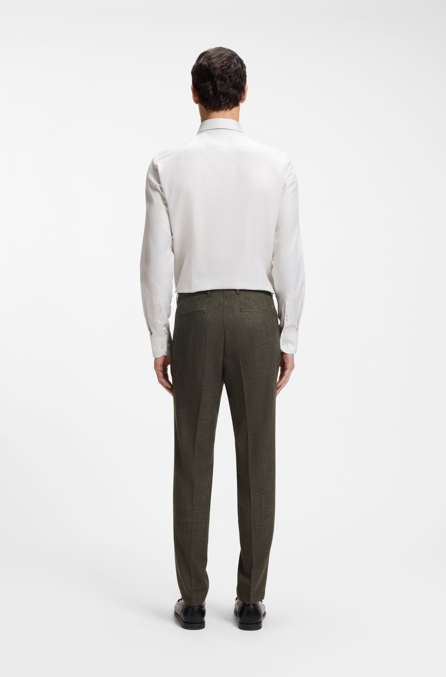 Boss Slim-fit trousers in virgin wool and linen byxor herr – bild 2