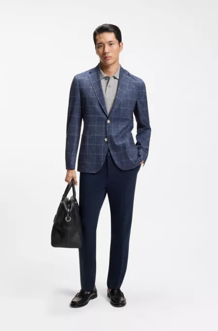 Slim-fit jacket in checked stretch jersey