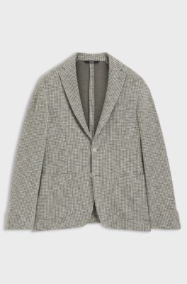 Slim-fit jacket in a patterned cotton blend, Green Patterned