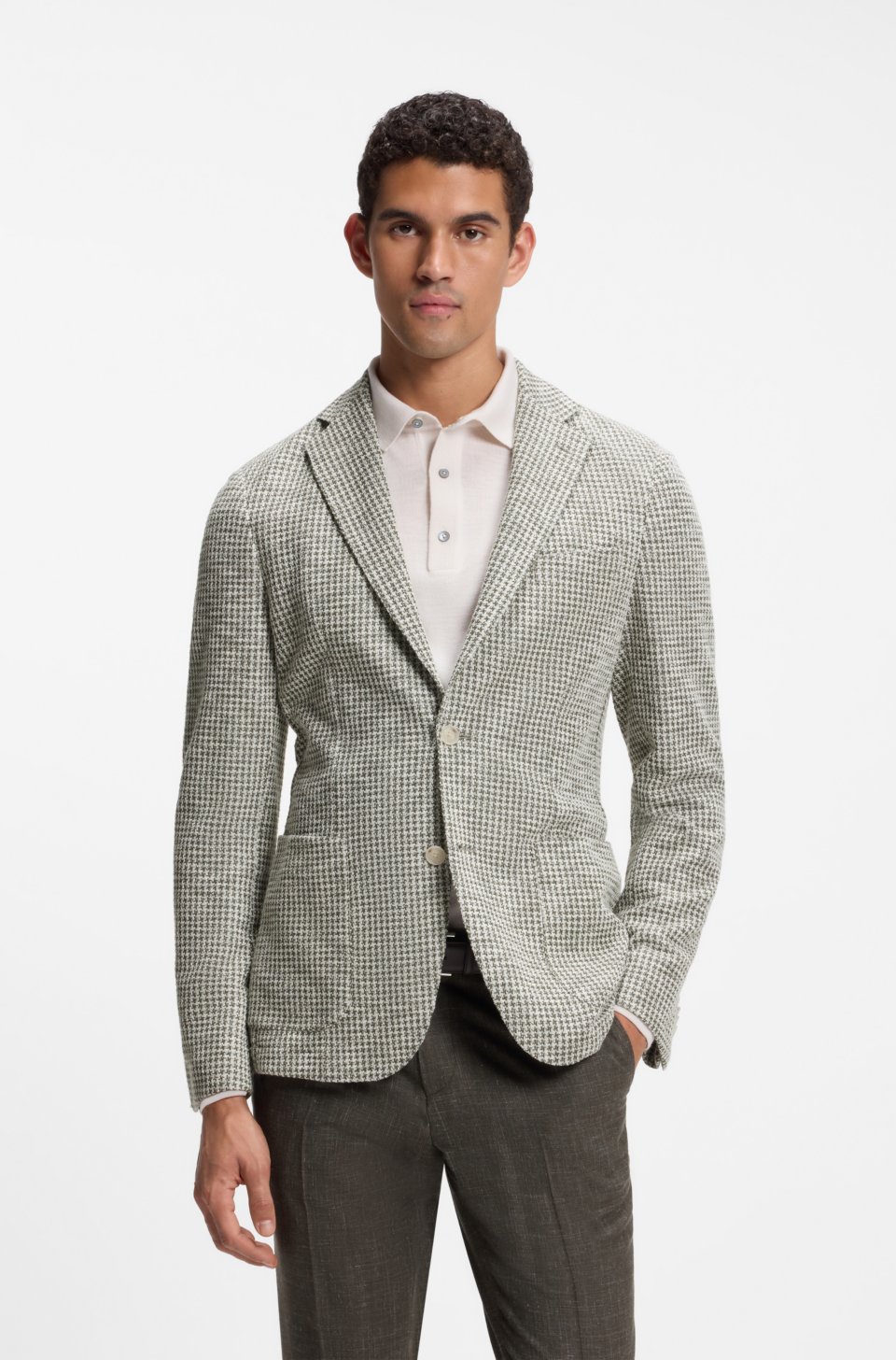 Slim-fit jacket in a patterned cotton blend