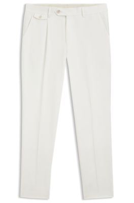 Tapered-fit trousers in a cotton blend, Natural