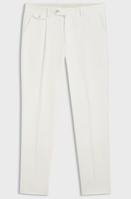 Pantaloni con fit affusolato in misto cotone, Bianco