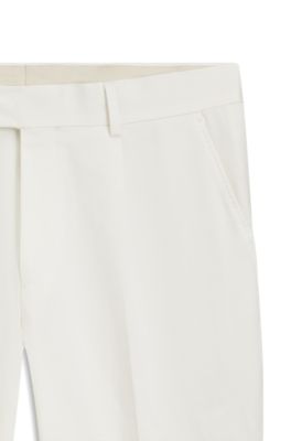 Tapered-fit trousers in a cotton blend, Natural