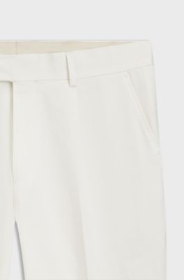 Pantaloni con fit affusolato in misto cotone, Bianco