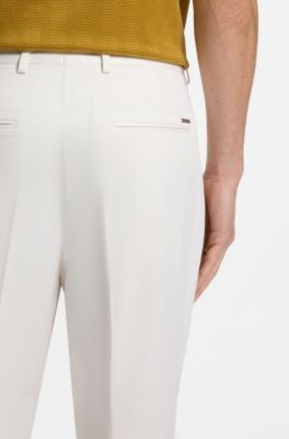 Tapered-fit trousers in a cotton blend, Natural