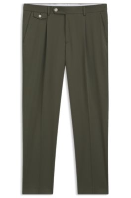 Tapered-fit trousers in a cotton blend, Olive