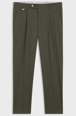 Tapered-fit trousers in a cotton blend, Olive