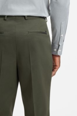 Tapered-fit trousers in a cotton blend, Olive