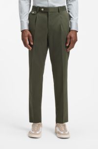 Tapered-fit trousers in a cotton blend, Olive