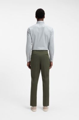 Tapered-fit trousers in a cotton blend, Olive