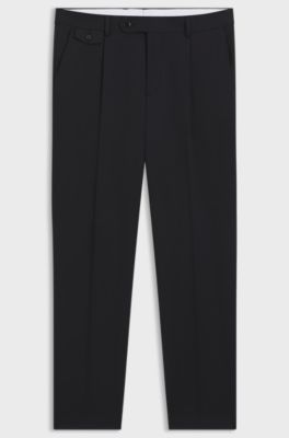 Tapered-fit trousers in a cotton blend, Dark Blue