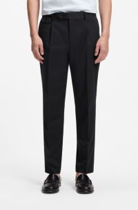 Tapered-fit trousers in a cotton blend, Dark Blue