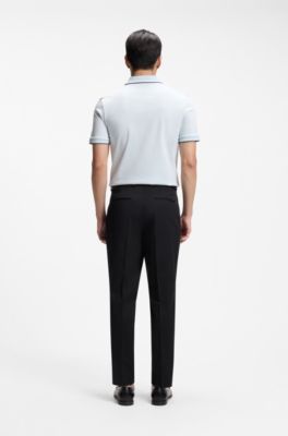Tapered-fit trousers in a cotton blend, Dark Blue