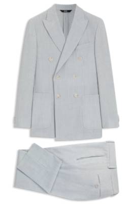 Two-piece slim-fit suit in stretch seersucker fabric 1