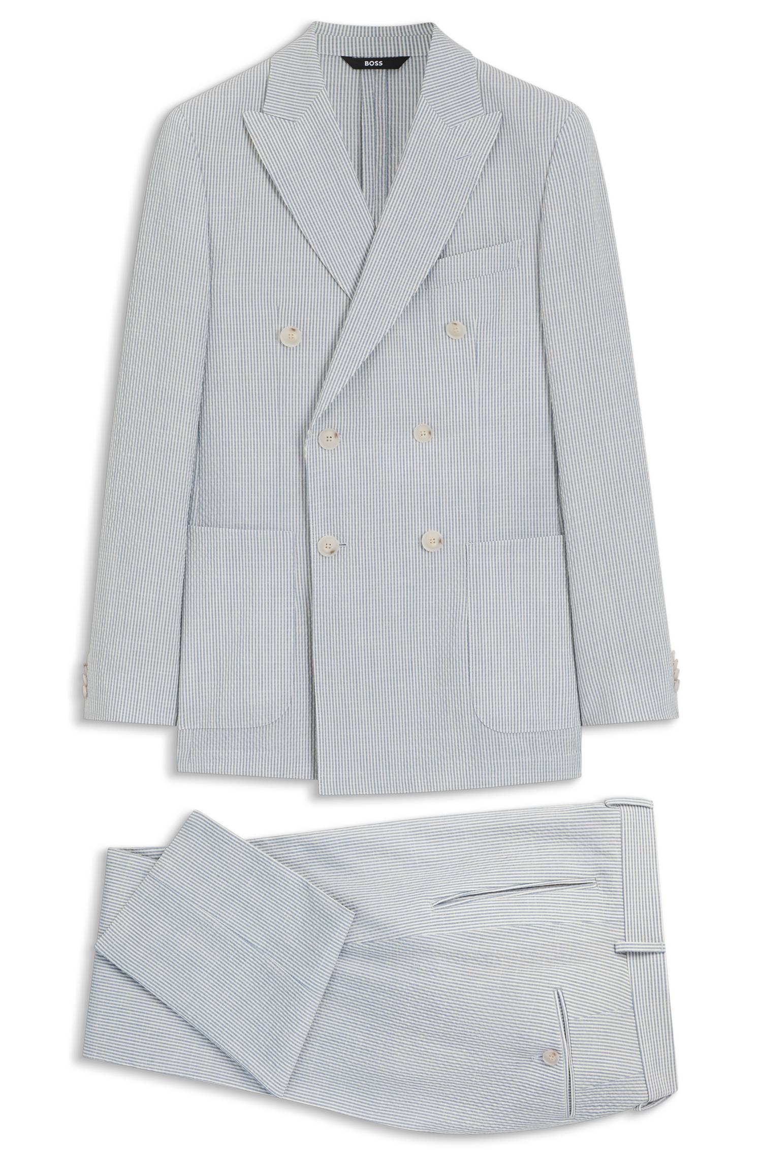 Boss Two-piece slim-fit suit in stretch seersucker fabric kostymer herr – bild 4
