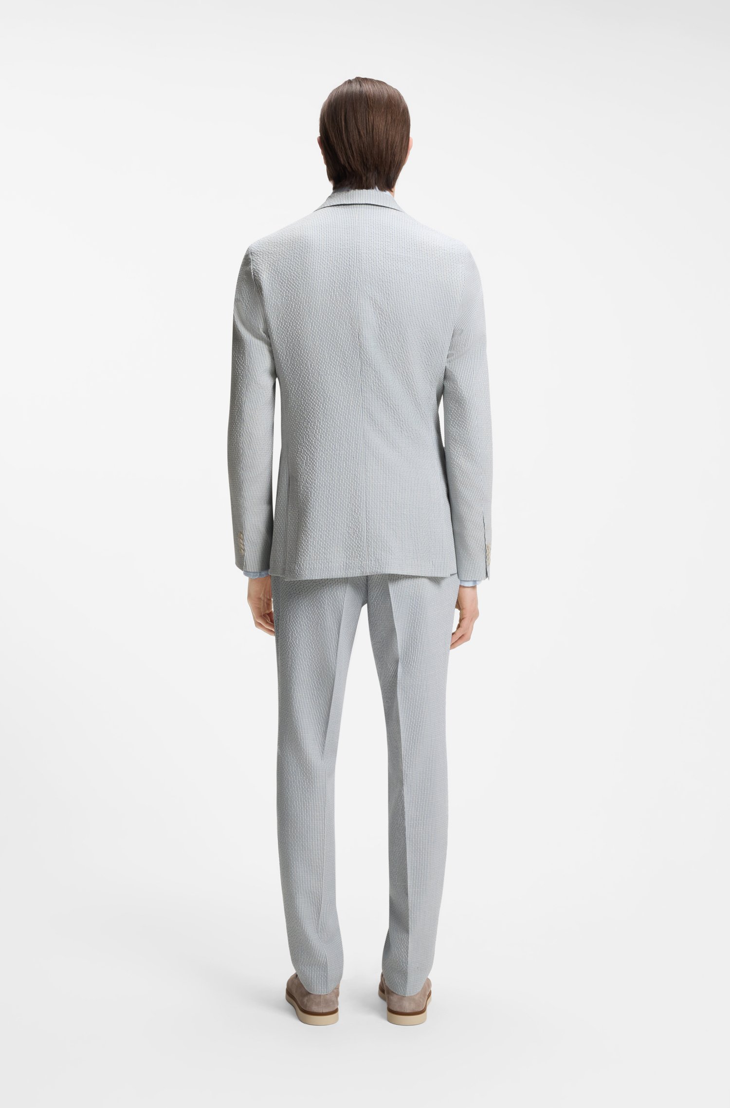 Boss Two-piece slim-fit suit in stretch seersucker fabric kostymer herr – bild 3