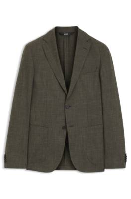 Slim-fit jacket in virgin wool and linen 4