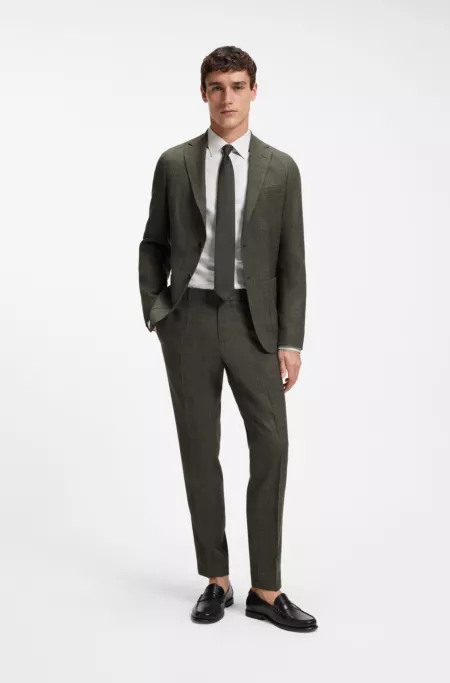 Slim-fit jacket in virgin wool and linen