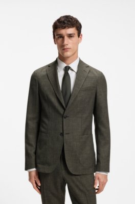 Slim-fit jacket in virgin wool and linen